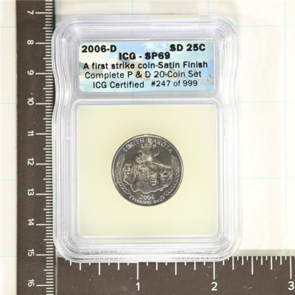 2006-D SOUTH DAKOTA QUARTER ICG SP69 #247 0F 999