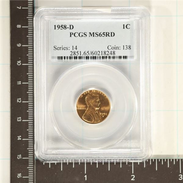 1958-D LINCOLN WHEAT CENT PCGS MS65RD