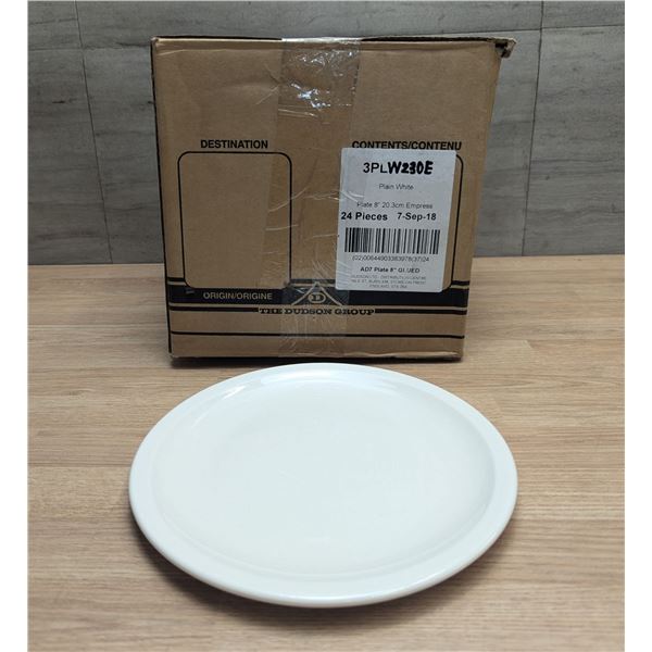 8" Plain White Plates, Dudson 3PLW230E - Lot of 24