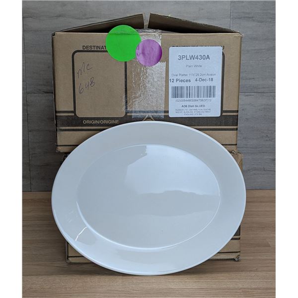 10-1/2" Plain White Oval Platters - Lot of 24 (2 Cases)