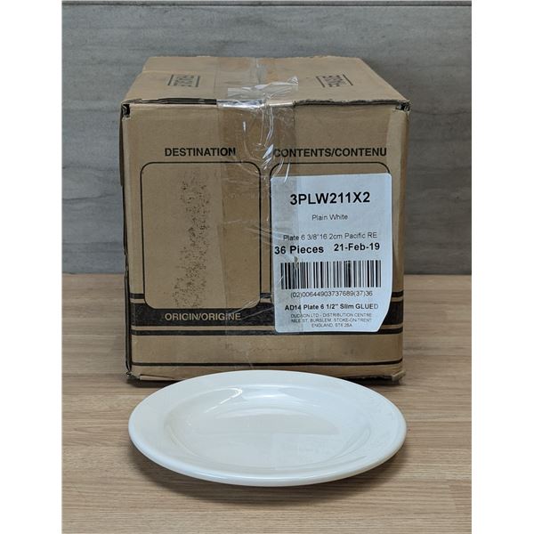 6-3/8" Plain White Mid Rim Plates - Lot of 36 (1 Case) | 3PLW211X2/CR5