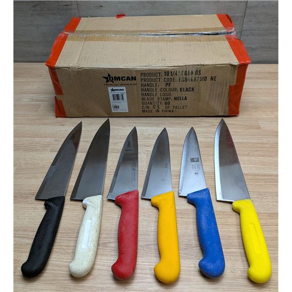 Box of Used, Sharpened Cook Knives - Lot of 60 | Front Knife