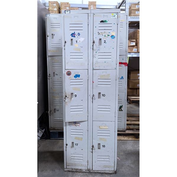 Double 3-Tier Grey Lockers - Lot of 3 Units (18 Lockers) | R2