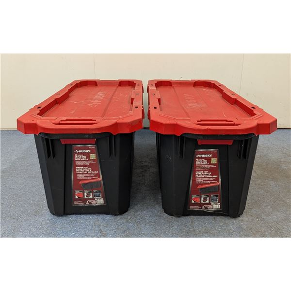 Husky 45 Gallon Latch And Stack Tote W/Wheels - Lot of 2 | AH8/MR1-1