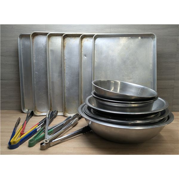 Sheet Pans, Bowls & Tongs - Lot of 24pcs | AH1/EC4