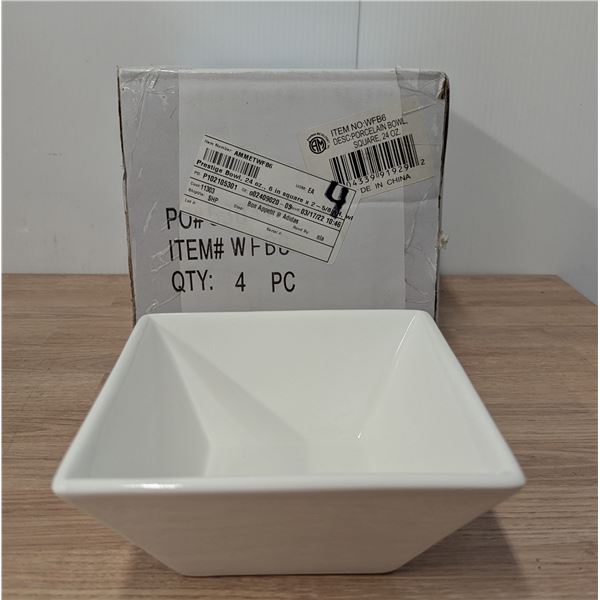 24oz Square Porcelain Bowls - Lot of 8 (2 Cases) | wfb6/FtE