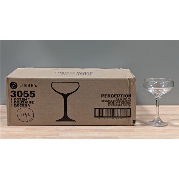 Libbey 8.5oz Cocktail Coupe Glasses,Perception 3055 - Lot of 11 | MM1