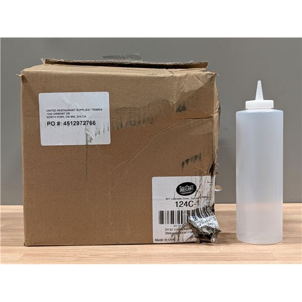 Table Craft 24oz Clear Squeeze Bottle with Cone-Tip Top, 124C-1 - Lot of 12 ( 1 Case ) | MM1