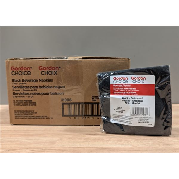 Gordon Choice Black Beverage Napkins, 50cnt - Lot of 12 ( 1 Case ) | EC4