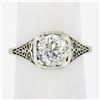 Image 2 : Antique Art Deco 18k Gold GIA 1.84 ctw European Diamond Filigree Engagement Ring