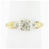 Antique Art Deco 14K TT Gold 0.54 ctw European Diamond Solitaire Engagement Ring