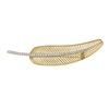 Vintage 18K Gold & Platinum 1 ctw Diamond Polished Long Feather Leaf Brooch Pin