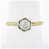 Antique 14k TT Gold 0.20 ctw European Diamond Hexagon Open Basket Engagement Rin