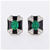 Image 2 : 3.68 ctw Emerald and 1.05 ctw Diamond Platinum Earrings