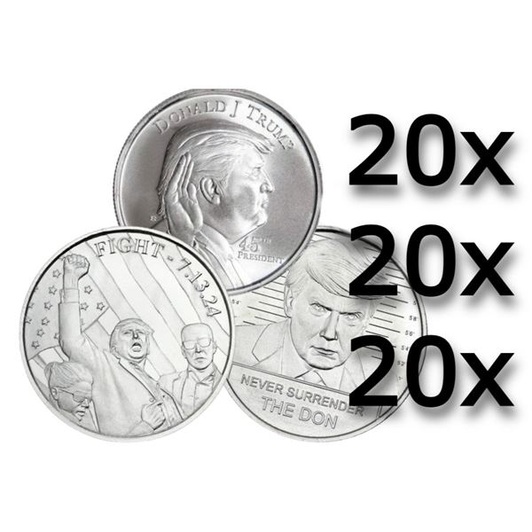Donald Trump 1oz .999 Fine Silver Coin Assorted SET (60 TOTAL)