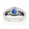 Image 7 : NEW 14k Gold GIA Half Bezel Round Sapphire w/ Diamond Milgrain & Wheat Work Ring