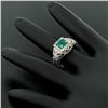 Image 7 : Platinum 1.04 ctw Radiant Emerald & Diamond Milgrain Filigree Etched Cocktail Ri