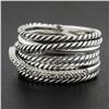 Image 2 : David Yurman Sterling Silver Pave Diamond & Cable Crossover Wide Band Ring