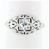 Image 1 : Antique Art Deco 18k Gold Dome Filigree Engraved 0.52 ctw European Diamond Ring