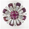 Image 8 : Vintage 18K White Gold 7 ctw Ruby & Baguette Diamond Tiered Cluster Cocktail Rin