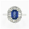 Image 5 : Platinum & 18k Gold GIA Burma NO HEAT Sapphire Baguette Diamond Ballerina Ring