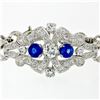 Image 7 : Antique Art Deco Platinum GIA Round Diamond Sapphire Infinity Leaf Link Bracelet
