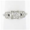 Image 2 : Antique Art Deco Platinum 1.29 ctw GIA Old Mine Diamond Engraved Engagement Ring