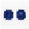 NEW 18K White Gold GIA Cushion Brilliant Prong Royal Blue Sapphire Stud Earrings