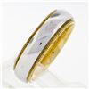 Image 7 : Men's 18k White and Yellow Gold 5.5mm Milgrain Edged Band Ring