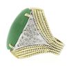 Image 4 : 14K TT Gold Oval Cabochon Jade w/ 0.60 ctw Diamond Twisted Wire Cocktail Ring