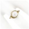 Image 3 : Classic Vintage 18K Yellow Gold 8mm Round White Pearl Solitaire Open Work Ring