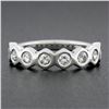 Image 2 : New Platinum 0.52 ctw Round Burnish Set Diamond Stackable Hexagon Shape Band Rin