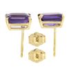 Image 2 : NEW 14k Yellow Gold 2.64 ctw Emerald Cut Prong Set Purple Amethyst Stud Earrings
