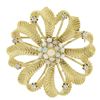 Vintage 14k Yellow Gold 0.28 ctw Diamond & Opal Textured Swirl Flower Pin Brooch