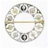 Image 3 : Antique Belle Epoque Platinum Multi Color Pearl Diamond Wreath Circle Pin Brooch