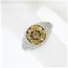 Image 4 : Antique Platinum GIA 2.64 ctw Old European Fancy Color Diamond Engraved Ring