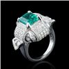 Image 2 : 3.43 ctw Emerald and 2.37 ctw Diamond Platinum Ring