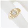 Image 7 : Unisex Solid 14k Gold 0.21 ctw Round Cut Diamond Bezel Solitaire Signet Band Rin