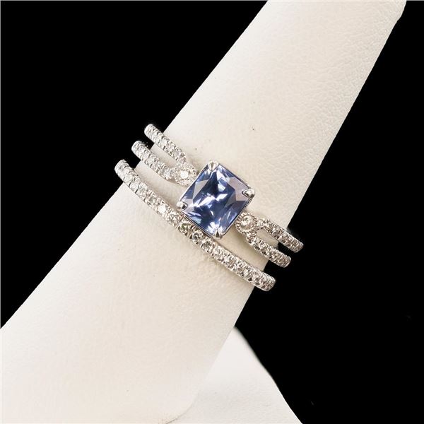 1.11 ctw UNHEATED Blue Sapphire and 0.44 ctw Diamond Platinum Ring (GIA CERTIFIE