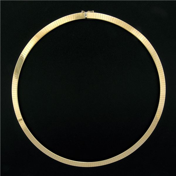Aurafin 14K Yellow Gold 15.5" 6mm Polished Flat Omega Link Collar Chain Necklace