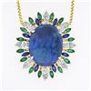 Image 3 : 18K TT Gold 23.38 ctw GIA Cabochon Opal Diamond Sapphire Emerald Spray Pendant