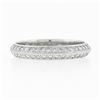 Image 7 : NEW Platinum 0.30 ctw Round Pave Diamond Dual Row 3.4mm Wide Knife Edge Band Rin