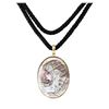 Black Mother of Pearl Cameo Pendant - 14KT Yellow Gold