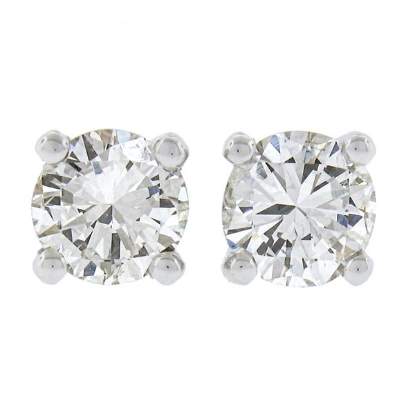 NEW Classic 14K Gold 0.44 ctw Round Brilliant Cut Diamond Prong Set Stud Earring