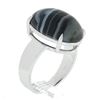 Image 9 : New 14k White Gold 18.2x13mm Oval Cabochon Gray Banded Agate Solitaire Ring