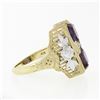 Image 5 : 14K Two Tone Gold 1.80 ctw Amethyst Diamond Filigree Milgrain Etched Cocktail Ri