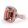 Image 2 : 11.25 ctw Morganite and 0.67 ctw Diamond 14K Rose Gold Ring