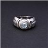 Heavy 18K White Gold & Blue Lace Agate Cabochon Ring