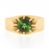 Image 4 : Unisex Vintage 14k Gold 0.85 ctw Green Tourmaline Solitaire Gypsy Belcher Ring