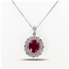 Image 1 : 4.18 ctw BURMESE Ruby and 1.18 ctw Diamond Platinum Pendant (GIA CERTIFIED)
